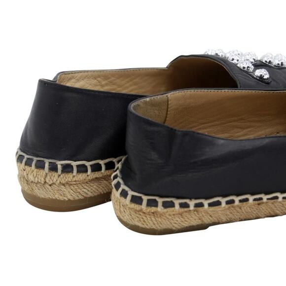 Chanel Espadrilles 36 Lambskin Leather Studded Cc Camellia Flats CC-S0207P-C031 - Picture 9 of 11